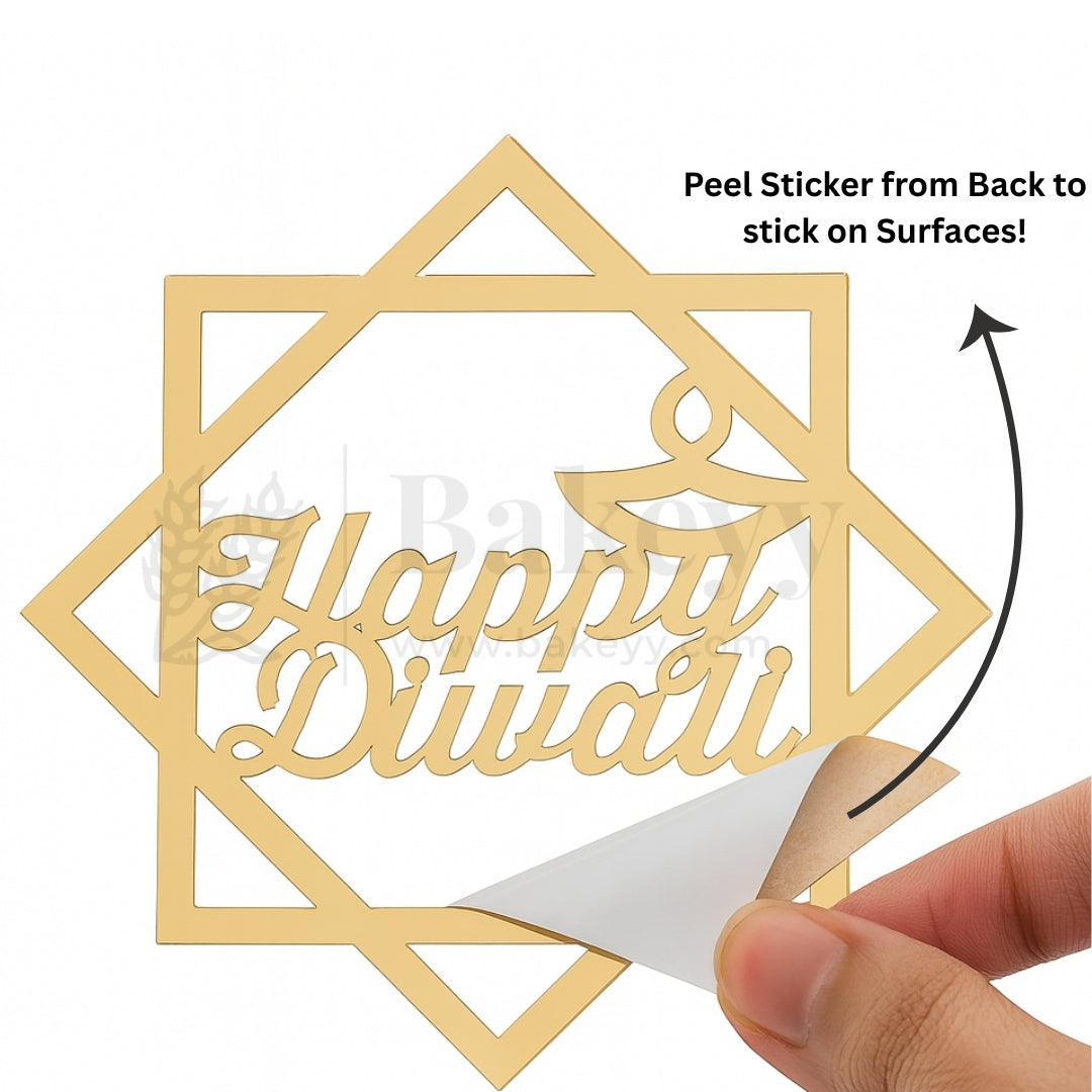 10x10Cm| Happy Diwali Topper D1- Self Adhesive| 1 Piece