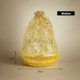 Medium | Gold Round Decorative Net Basket | Hamper Basket | Pack of 1