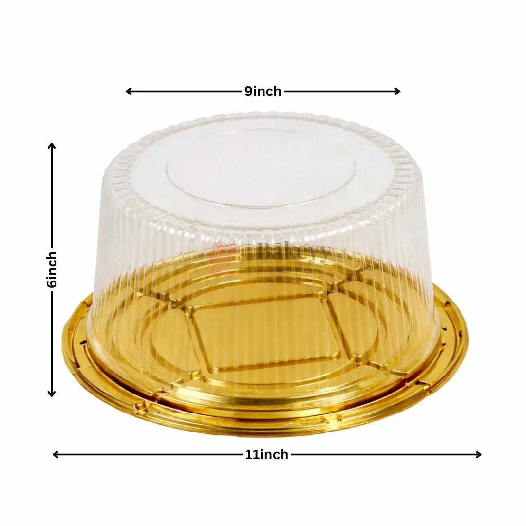 Cake Container with Clear Dome Lid & Gold Base | Premium Cake Packaging Box | Pack of 25