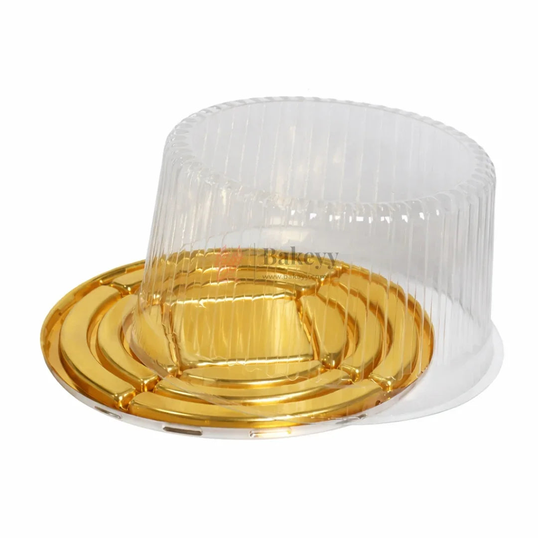 Cake Container with Clear Dome Lid & Gold Base | Premium Cake Packaging Box | Pack of 25