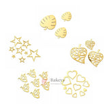 Gold Acrylic Cake Decoration Set Hearts, Stars, Leaves & Butterflies | Cake Topper Accessories | Pack of 1