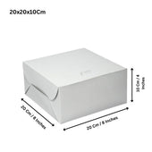 Bakeyy white cake box 20x20x10cm, bakery packaging for cakes and pastries, Bakeyy.com