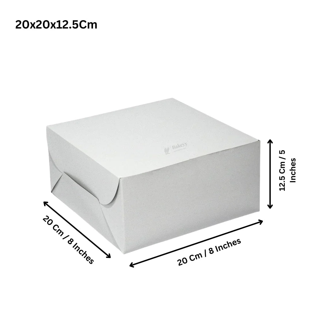 Bakeyy white cake box 20x20x12.5 cm for bakery packaging and hampers, wholesale supply