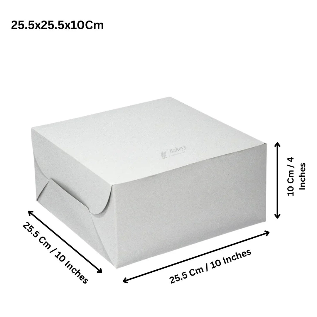 White Bakeyy cake box 25.5x25.5x10cm, bakery packaging for cakes and desserts