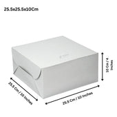 White Bakeyy cake box 25.5x25.5x10cm, bakery packaging for cakes and desserts