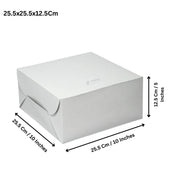 Bakeyy white cake box 25.5x25.5x12.5 cm for bakery packaging and gift hampers
