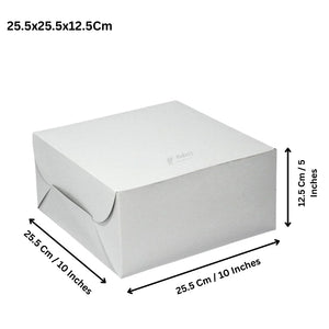 Bakeyy white cake box 25.5x25.5x12.5 cm for bakery packaging and gift hampers