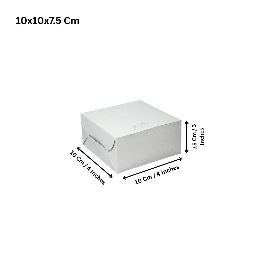 White cake box 10x10x7.5 cm for bakery packaging, wholesale baking supplies by Bakeyy.com