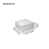White cake box 10x10x7.5 cm for bakery packaging, wholesale baking supplies by Bakeyy.com