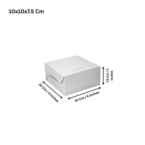 White cake box 10x10x7.5 cm for bakery packaging, wholesale baking supplies by Bakeyy.com