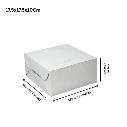 White cake box 17.5x17.5x10 cm for bakery gift packaging from Bakeyy wholesale shop