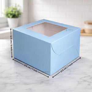 Cake_Box_With_Flower_Top_Window_Blue_Color_ITC_Back_Box_1 - Bakeyy.com