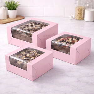 5 Inch Height | Cake Box With L-Shape Window | Pink Color | ITC Back Box | 3 Sizes Available | Pack Of 25