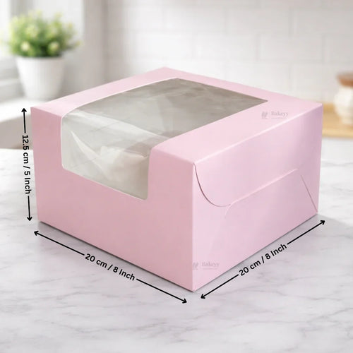 5 Inch Height | Cake Box With L-Shape Window | Pink Color | ITC Back Box | 3 Sizes Available | Pack Of 25