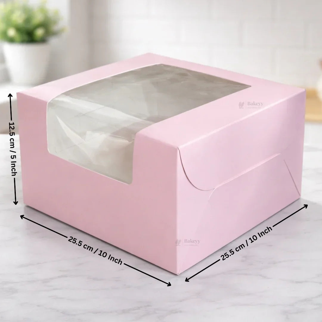 5 Inch Height | Cake Box With L-Shape Window | Pink Color | ITC Back Box | 3 Sizes Available | Pack Of 25