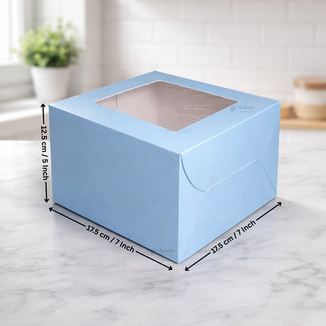 5 Inch Height | Cake Box With Square Top Window | Blue Color | ITC Back Box | 3 Sizes Available | Pack Of 25