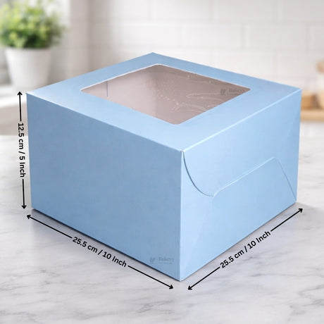 5 Inch Height | Cake Box With Square Top Window | Blue Color | ITC Back Box | 3 Sizes Available | Pack Of 25