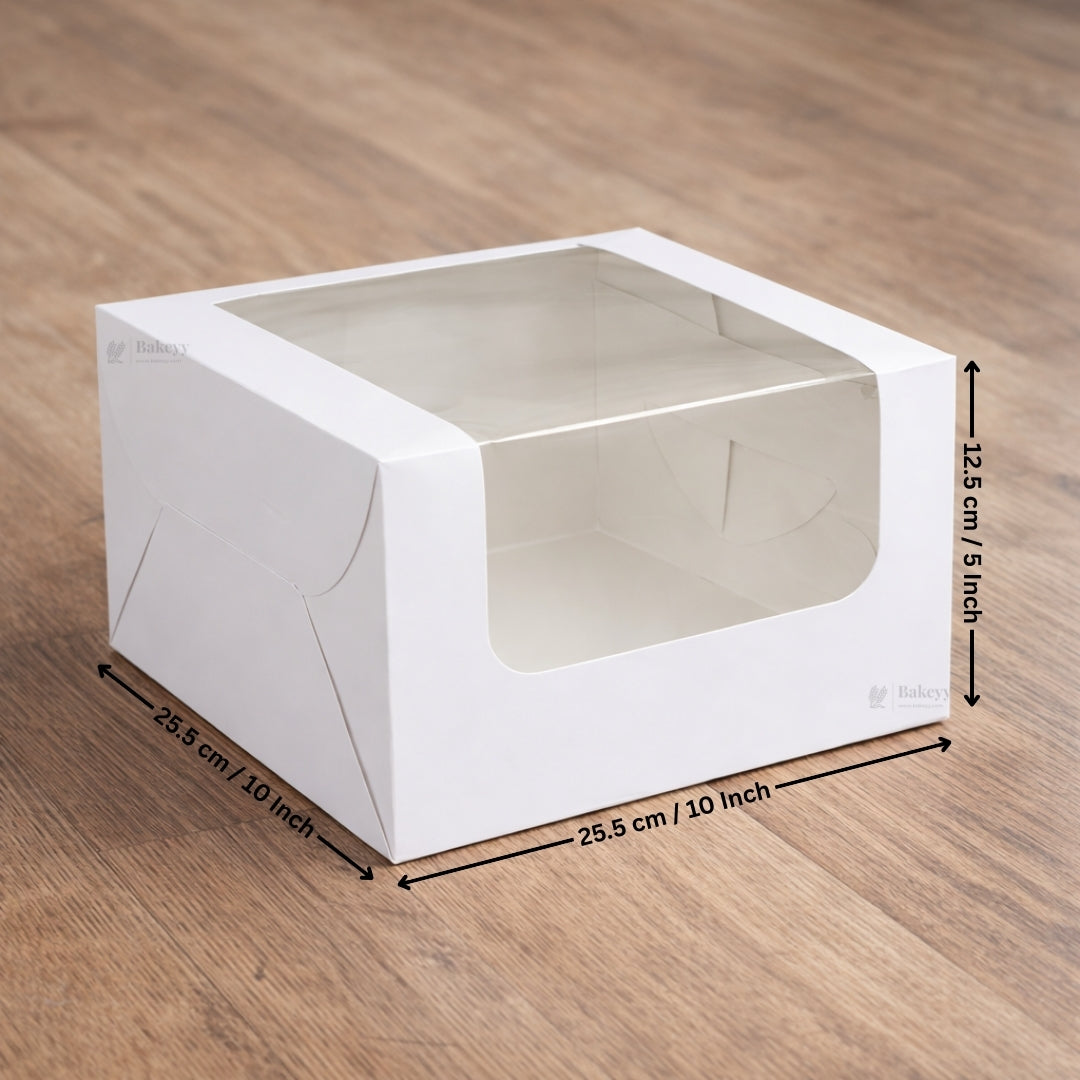 White Cake Box with L-Shape Window | Tall Cake & Dessert Packaging | Pack of 25