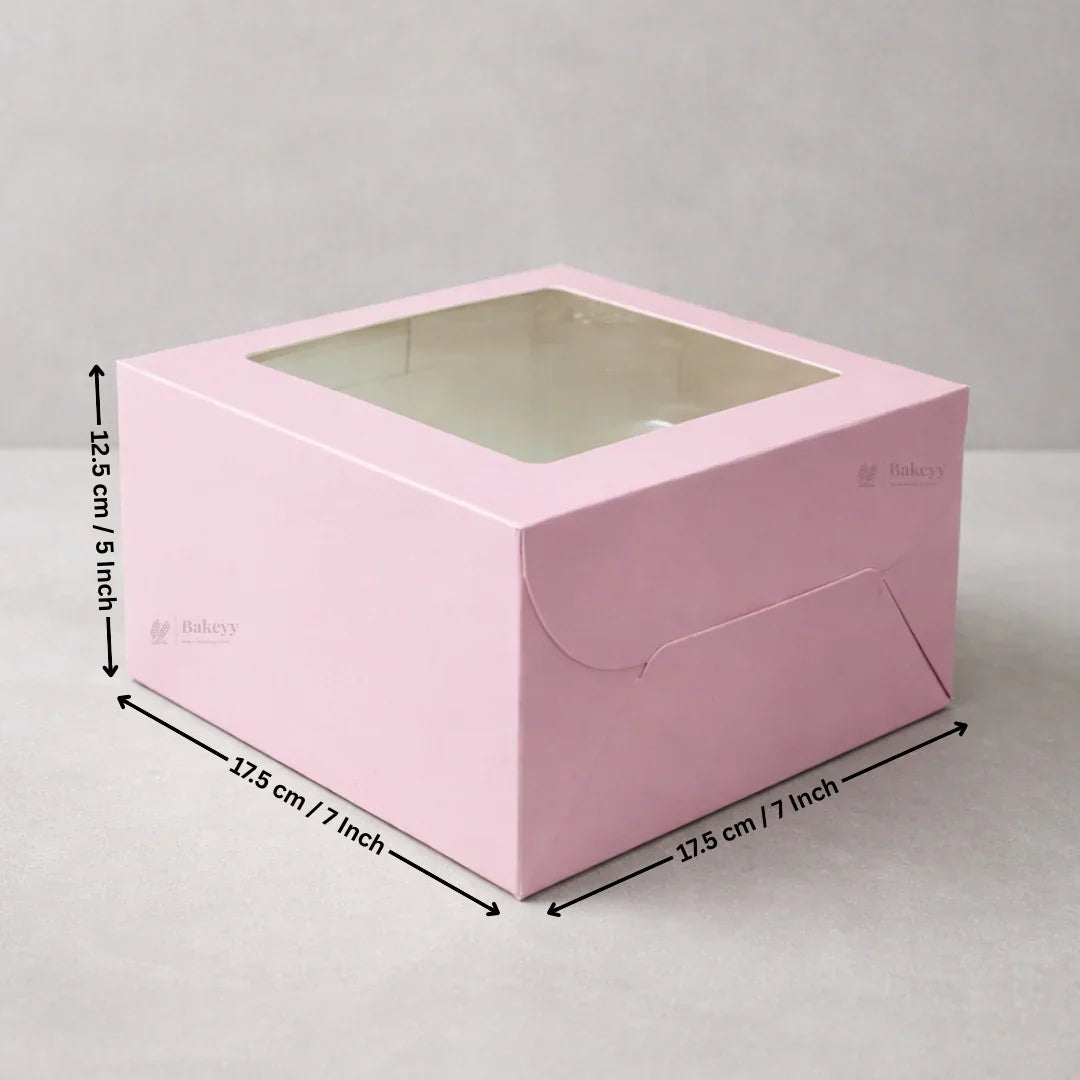 Pink Cake Box with Square Top Window | Pack of 25