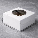 White Cake Box with Flower Window Top | Multiple Sizes Available | Pack of 25