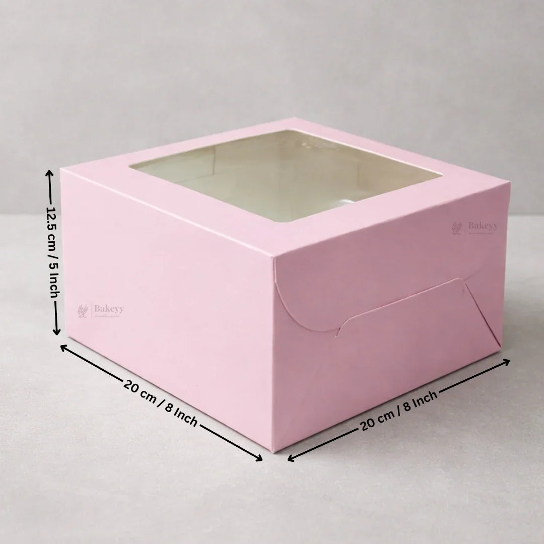 Pink Cake Box with Square Top Window | Pack of 25
