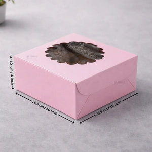 Pink Cake Box with Flower Window Top | Multiple Sizes Available | Pack of 25