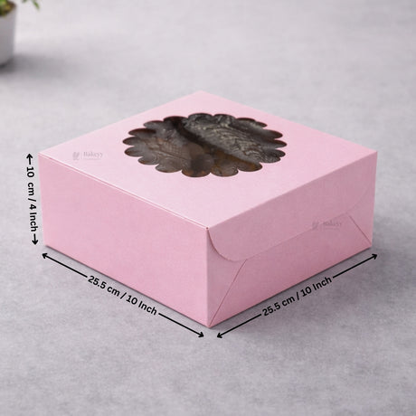 Pink Cake Box with Flower Window Top | Multiple Sizes Available | Pack of 25