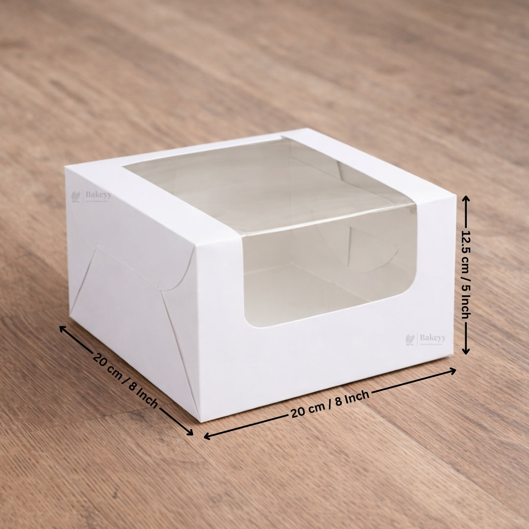White Cake Box with L-Shape Window | Tall Cake & Dessert Packaging | Pack of 25