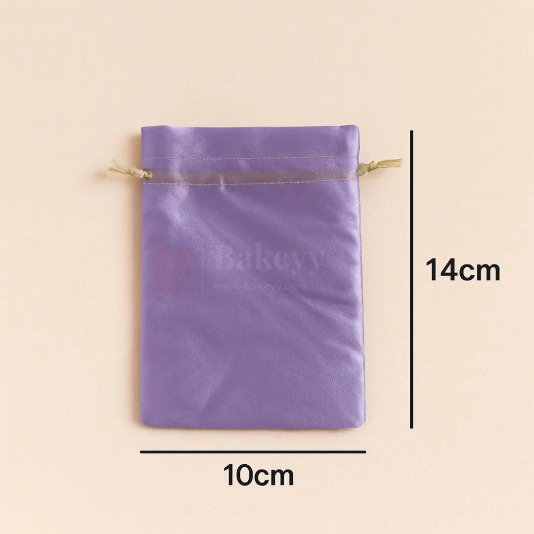 10x14 cm  Satin Potli Bags-Lavender | Pack of 25