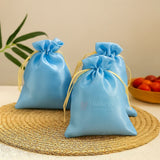 10x14 cm |Sky Blue Colour  Satin Potli Bags| Pack of 25