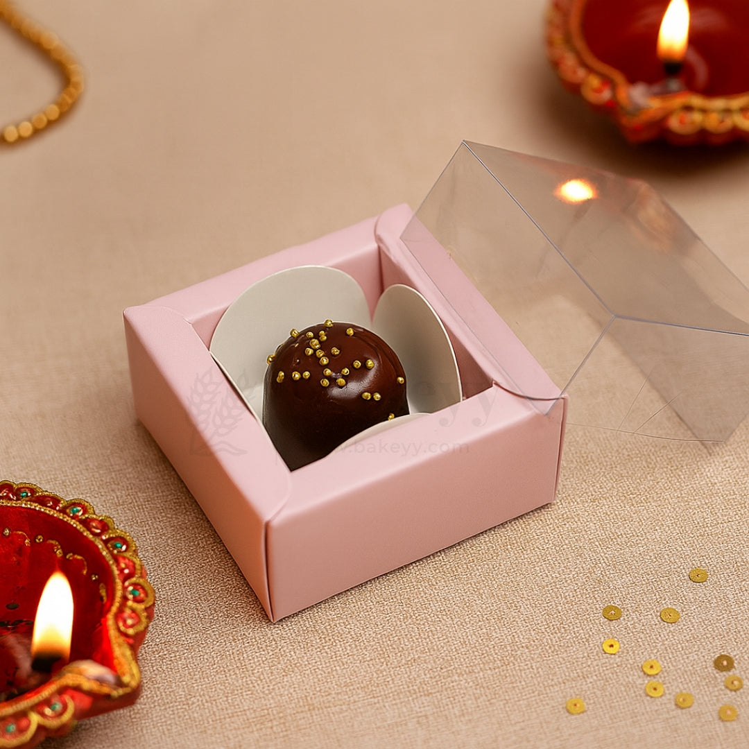 1 Cavity Chocolate Box| Pink Colour Cavity Box| Pack of 100