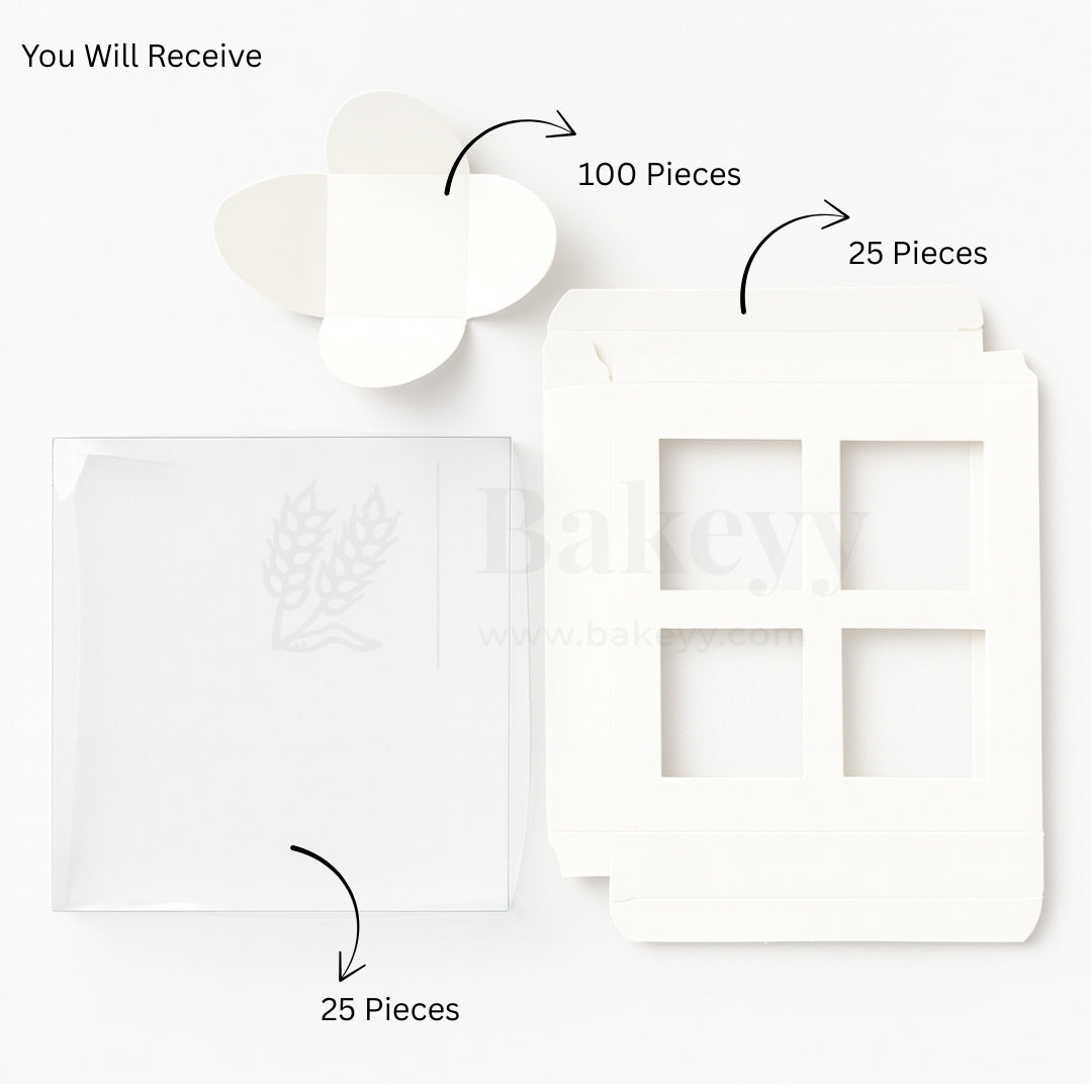 4 Cavity Chocolate Box| White Colour Cavity Box| Pack of 25
