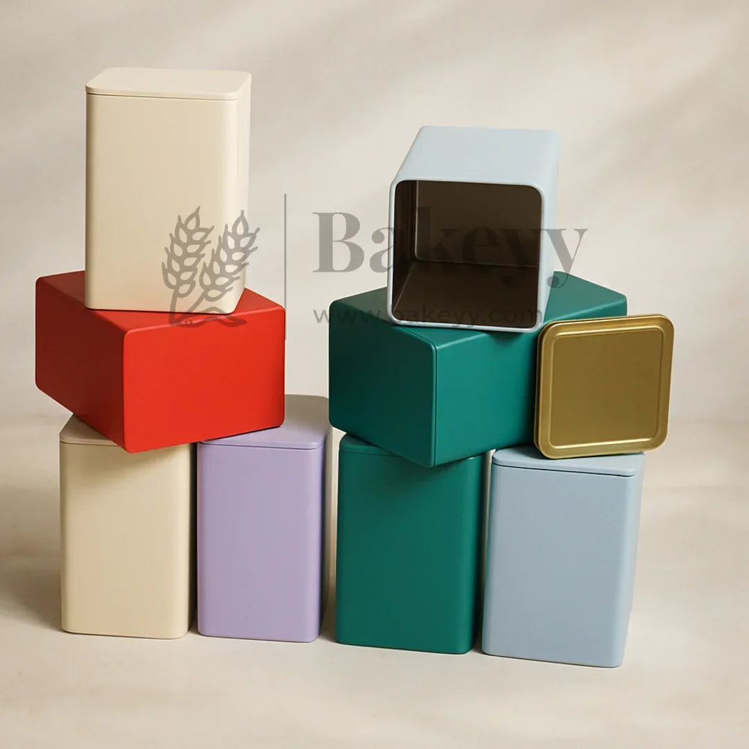Premium Tin Box – 9x9x15cm| Perfect for Gifting – Candies, Chocolates, Dry Fruits |(1 Pc) - Bakeyy.com - India - Premium Tin Box – 9x9x15cm| Perfect for Gifting – Candies, Chocolates, Dry Fruits |(1 Pc) - Powder Blue