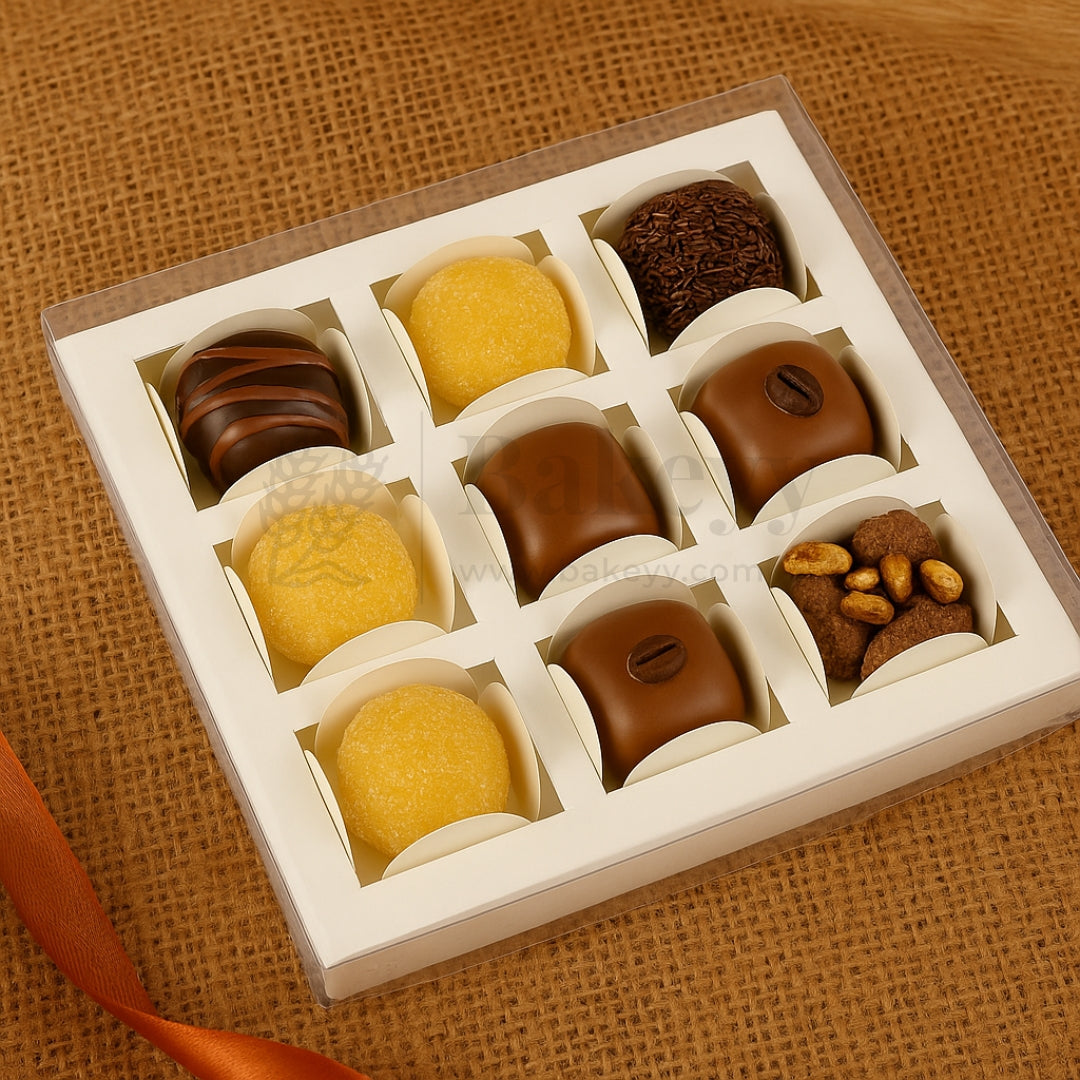 17x17Cm | 9 Cavity Chocolate/ Sweet Box| Diwali Gift Box| Multipurpose Box| Pack of 25