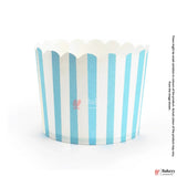 6cm | White And Turquoise Line Muffin Cup | Pack of 50