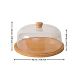Cake Dome with Wooden Base | Dessert Display Stand | 2 Size Options | Pack of 1