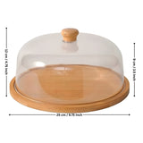 Cake Dome with Wooden Base | Dessert Display Stand | 2 Size Options | Pack of 1