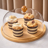 Cake Dome with Wooden Base | Dessert Display Stand | 2 Size Options | Pack of 1