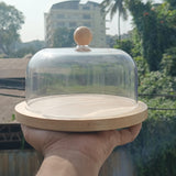 Cake Dome with Wooden Base | Dessert Display Stand | 2 Size Options | Pack of 1