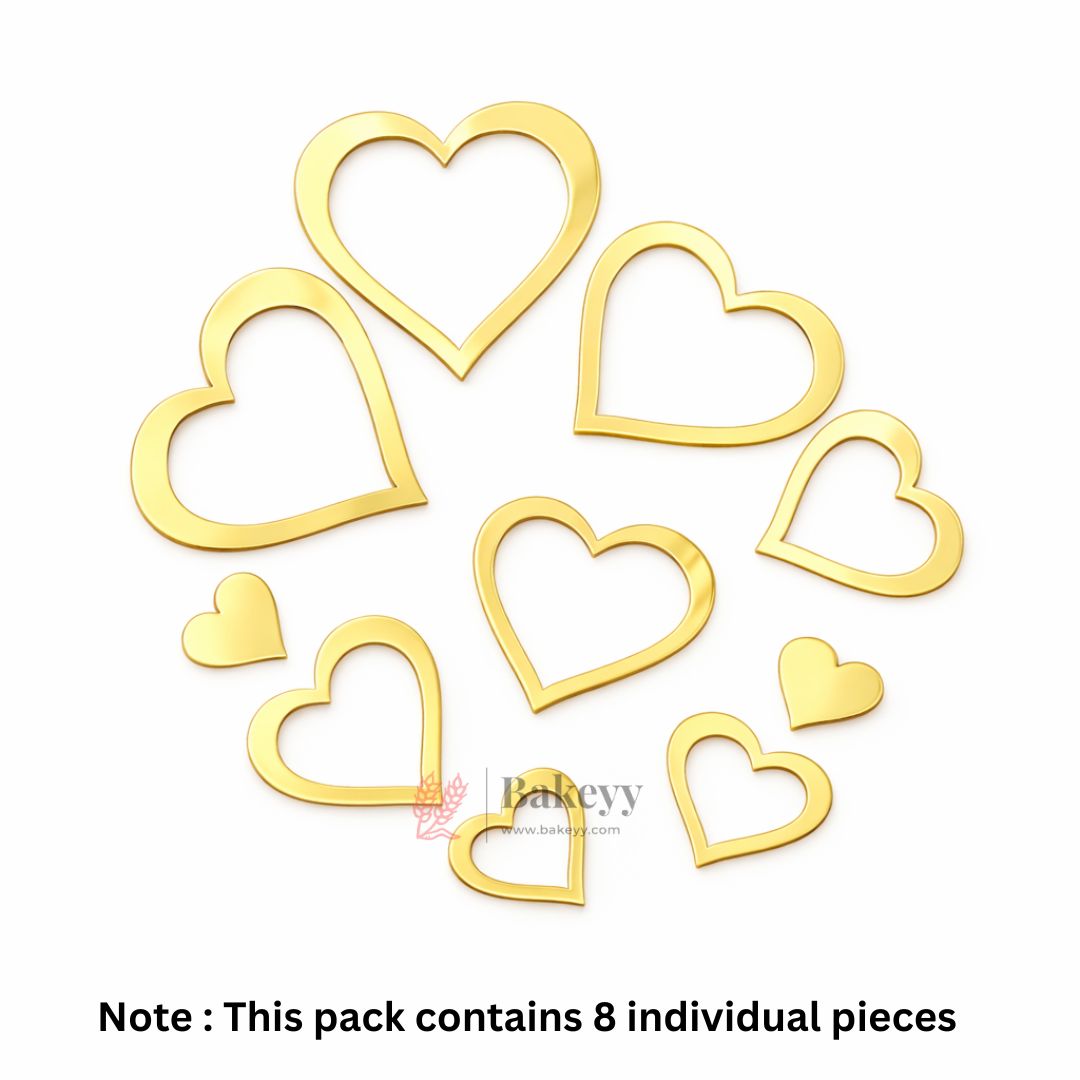 Gold Acrylic Cake Decoration Set Hearts, Stars, Leaves & Butterflies | Cake Topper Accessories | Pack of 1