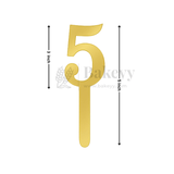 5 Inch | Golden Cake Topper Number 5 | 1 Piece