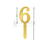 5 Inch | Golden Cake Topper Number 6 | 1 Piece