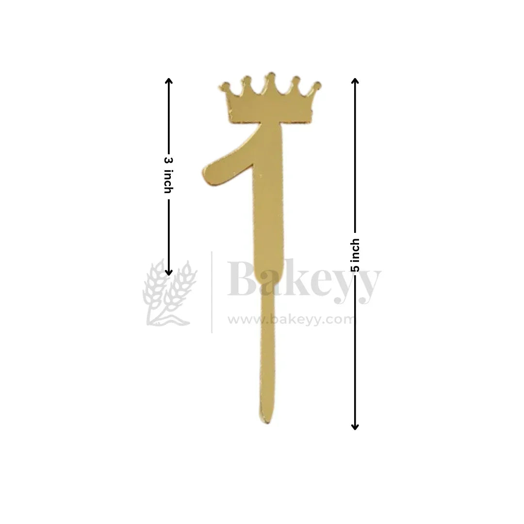 Acrylic Number Cake Topper with Crown Design | 0–9 | 3 Inch & 5 Inch | Pack of 5 - Bakeyy.com - India - Acrylic Number Cake Topper with Crown Design | 0–9 | 3 Inch & 5 Inch | Pack of 5 - 3 Inch / 0 50.00