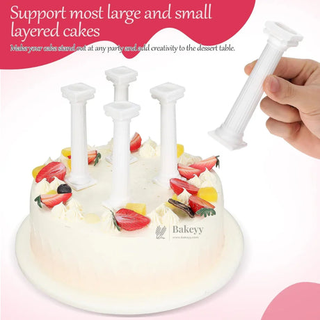 Cake Supporting Pillars | Roman Column Cake Stand Supports | Pillar Dowel Rods | Pack of 4 - Bakeyy.com - India - Cake Supporting Pillars | Roman Column Cake Stand Supports | Pillar Dowel Rods | Pack of 4 - Small 156.00