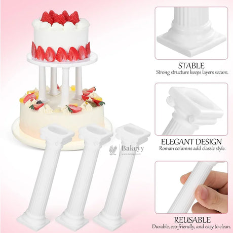Cake Supporting Pillars | Roman Column Cake Stand Supports | Pillar Dowel Rods | Pack of 4 - Bakeyy.com - India - Cake Supporting Pillars | Roman Column Cake Stand Supports | Pillar Dowel Rods | Pack of 4 - Small 156.00