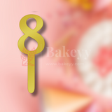 5 Inch | Golden Cake Topper Number 8 | 1 Piece