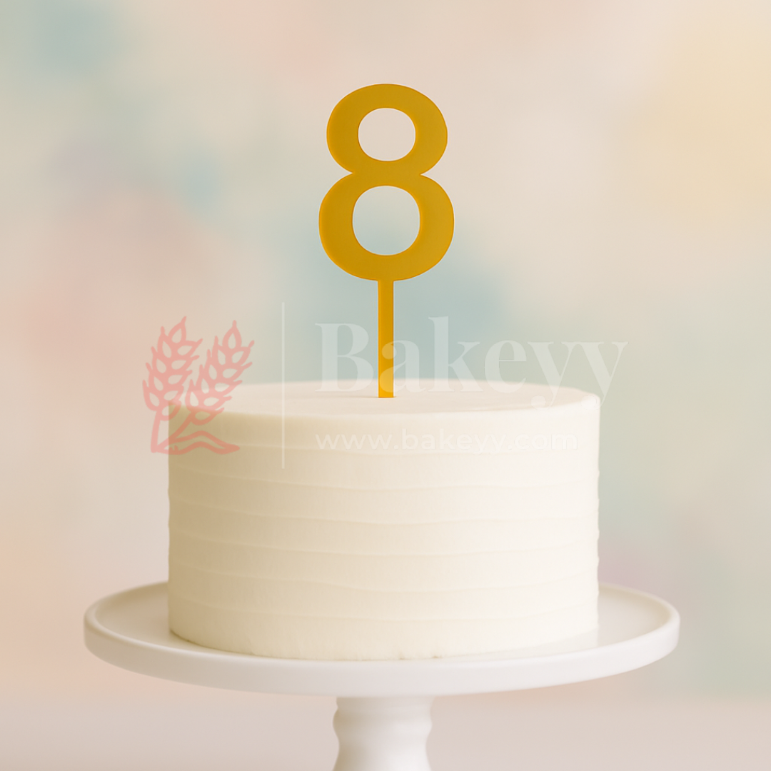 5 Inch | Golden Cake Topper Number 8 | 1 Piece