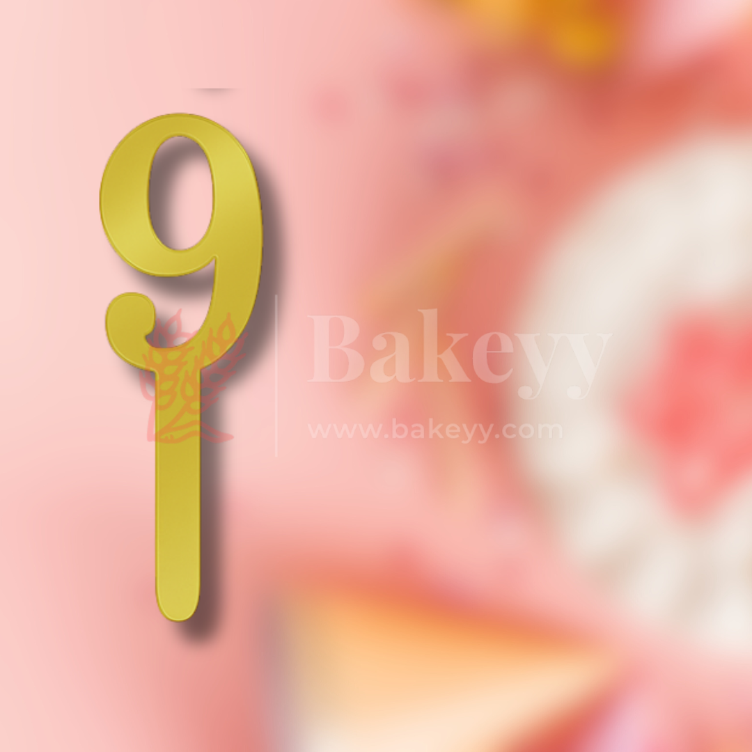 5 Inch | Golden Cake Topper Number 9 | 1 Piece