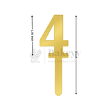 3 Inch | Golden Cake Topper Number 4 | 1 Piece
