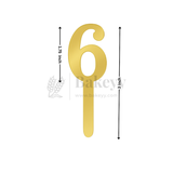 3 Inch | Golden Cake Topper Number 6 | 1 Piece